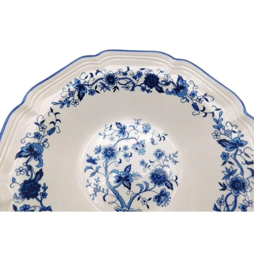 F.W. Woolworth Company White Blue Onion Serving Bowl Floral Korea Vintage
